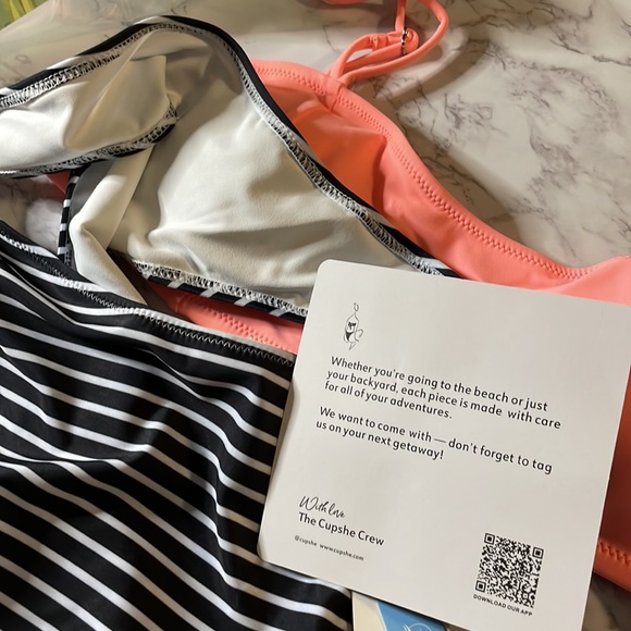 NWT CUPSHE Pink w/stripe bikini set - Picture 11 of 11
